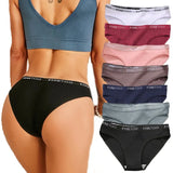 New Women's Cotton Briefs FINETOO Low Waist Underwear Sexy Female Underpants Intimates Ladies Lingerie 8 Solid