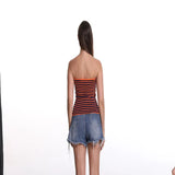 Zingj And Summer 2024 Sweater Hot Style Women's Sexy Striped Sweater Knit Strap Wipe-Outfit