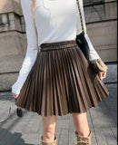 PU Leather Pleated Mini Skirt- Outfit