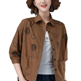 Winter Polo-neck Loose Casual Buttons Jacket Lady Long Sleeve Printing Ruffles All-match Jacke Top Women Cardigan