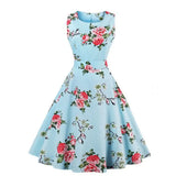 60s Vintage Dress Rockabilly Swing Feminino Women Retro Slim Fit Gowns Flamingo Floral Print Party Vestidos Black
