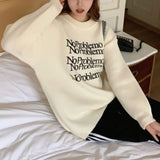 Zingj Style Letter Print Head Sweater Female Autumn Winter Show Thin Loose Lazy Casual Sense Sweater Top-Outfit