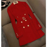 Fried Street Blaze Jacket Women's Long 2025 Spring And Autumn New Temperament British Wind Single Buckle Wind Wind Wind Wind Buckle