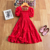 Fancy Pretty Girl Colorful Dots Dress Birthday Party Princess Dress Lace Ball Gown Elegant Dress Casual Dress Size