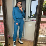 Sweater Pants Knitted 2 Pieces Set Turtleneck Pullovers & Elastic Waist Pants Women Sweater Sets 2020 Autumn Knitted