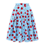 Autumn High Waist Skirt Cotton Womens Polka Dot Floral Print Vinatge Swing Pinup Rockabilly 50s Retro Vintage Party