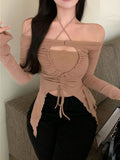 Gothic T-shirt Women Long Sleeve Two Piece Tops Y2k Crop Tops Streetwear Fashion Clothes Korean Style Tee Tops