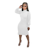 Zingj New Women's Solid Color High Collar Flounce Handmade Knitted