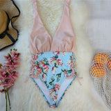 Piece swimsuit 2021 Sexy Solid Green Swimwear Women Swimsuit V-Neck Bathing Suit Beach wear Lace Up Monokini