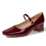 Zingj Mary Jane Shoes Spring 2023 New Thick Heel Retro Square Head Women's Shoes Fashion Temperament In The Heel Simple Single Shoes-Outfit