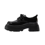 Zingj Ace Small Leather Shoes Female British Platform Black High Heel Height Autumn Winter Work Shoelaces Heel Round