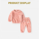 New Winter Baby Boy Girl Thicken Pajamas Set Flannel Toddler Child Warm Pure Color Sleepwear Kids Home Suit