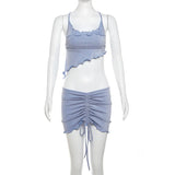2025 Women's New Hanging Neck-Lup Vest Low-Waisted Hip Skirt