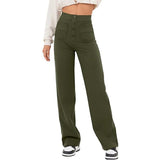 Trousers High Waist Pocket Wide Leg