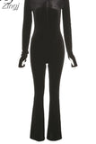 Autumn Velvet Zipper Hoodie Women's Jumpsuits Long Sleeves Fitness Skinny Stretchy Activewear Casual Street Outfits