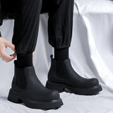 New Black Low Barrel Male British Wind Gang Round Head Male Set Martin Boots