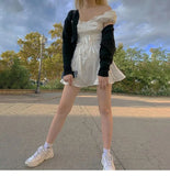 Women's Dress 2021 Fashion elegant bow white female mini dress summer party cute sexy french romantic silk dress