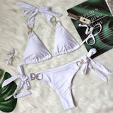 Woman 2022 Summer Stylish Diamond Crystal Lace-up Low Waist Beachwear Binkinis Set Sexy Separate Swimwear Bathing