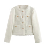 New Women's Coarse-Spinning Pure Color Casual Coat Short Coat