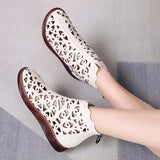 Large-Size Hollow Cool Boots Women's New Breathable Hole Flat Bottom Large Size Mother