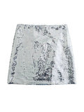 Silver Sequin Skirt Woman Glitter Short Skirt Women High Waist Sexy Mini Skirt Y2k Streetwear Fashion Slit Winter