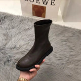 Boots Female 2025 Spring And Autumn New Simple Thin Single Boots Martin Boots Fashion Middle Tube British Style Ankle