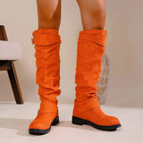 Fashion Autumn And Winter New Women Folded Western Cowboy Round Head Mid-Clinity Women's