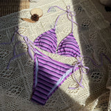 2024 New Striped Towelcloth Small Fresh Sexy Swimwear