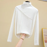 Long Sleeve Thick T Shirt Women Winter Tops Turtleneck Warm T-Shirt Korean Cotton Tshirt Woman Tee Shirt Femme Pink