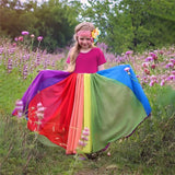Spring Girls Dress Brand New Arrival Kids Pastel Rainbow Cotton Ankle-length Princess Dress Up for Girls Casual