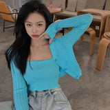 Set Sling Short Knitted Cardigan For Woman Sweaters Femme Chandails Pull Over