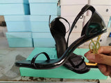 Zingj Photo Picture High Heel Sandals Female 2023 New Fashion Metal With Square Head Buckle Sexy One-Outfit