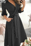 Women Summer Long Dress Short Sleeve V Neck Solid Vintage Elegant Chic Shirt Dress With Belt Office Ladies Party