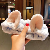 Face Hair Holder Hairbands Soft Warm Coral Fleece Bow Animal Ears Headband For Women Girls Turban Fashion Hair