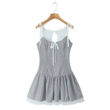 Striped Frill Strap Mini Dress- Outfit