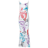Women Summer Sleeveless Printed Bodycon Beach Backless Pencil Long Dress Sundress 2021 Female Clothing