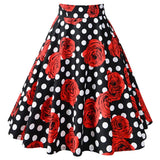 Women's Runway Cotton Retro Vintage Skirt Black Faldas High Waist A Line Rockabilly Jupe 50s Swing Umbrella Skirts Pin Up