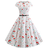 Women Summer Dress Vintage Floral Print Rockabilly Dress Robe Femme Sundress Vestidos 2022 Polka Dot Party
