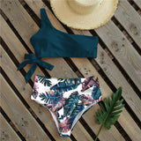 Bikinis Women 2021 New One Shoulder Swimwear High Waist Swimsuit Bandage Bathing Suits Beach Wear Biquini