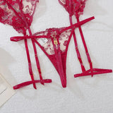 Black Lace Design Sheer Lock Lingerie Set- Outfit