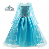Girls Party Princess Dress Baby Girls Summer Elegant Long Sleeve Blue Dresses Birthday Party Fantasy Ball