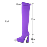 Fashion Stretch Women Over The Knee Boots Platform Super High Heel Thigh Boots Slip On Autumn Woman Shoes Plus Size 42