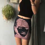 Print Tight Bodycon Skirt Korean Style Slim Fit High Waist Penceil Skirt Sexy Women Y2K Aesthetic Harajuku
