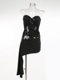 Women's New Sexy Shoulder Hollow Dress Metal Buckle Decoration Ribbon Bag Ass Dress Dress Dress