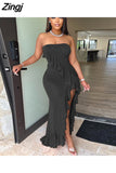 Off Shoulder Women Long Maxi Dress Solid Bodycon High Slit Evening Dresses 2025 Summer Sexy Night Club Party Vestidos 211-0-Outfit