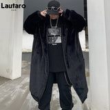 Winter Long Oversized Black Warm Thick Soft Fluffy Faux Fur Coat Men with Hood Zipper Casual Loose Korean Fashion