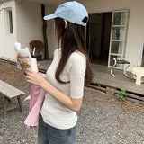 Slim Short-Sleeved Sweater Women's Spring And Summer New Thin Medium-Sleeved T-Shirt Five-Cent Sleeve