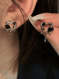 Hollow Out Heart Pattern Earring- Outfit