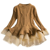 Winter Autumn Girl Dress Children Clothes Kids Dresses For Girls Party Dress Long Sleeve Knitted Sweater Toddler Girl