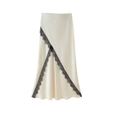 Women's Dress 2025 New Lace Lace Ribbon Hanging Neck Collar Top Mid-Body Dress